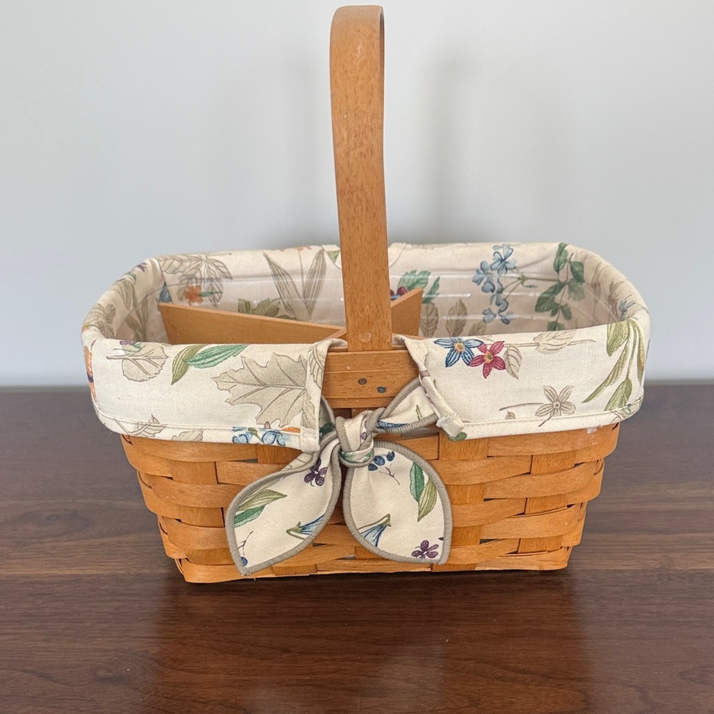 Floral Lined Woven Basket